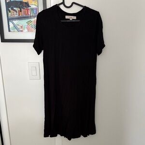 LOFT Black Short-Sleeve T-Shirt Dress